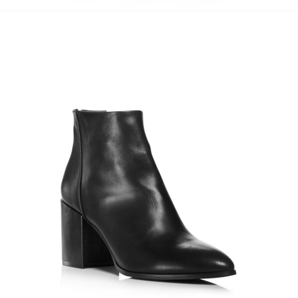 Aqua Dante Black Leather Pointed Bootie Women's Size 9